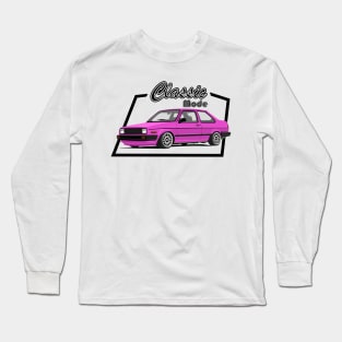 Car sedan in classic mode pink Long Sleeve T-Shirt